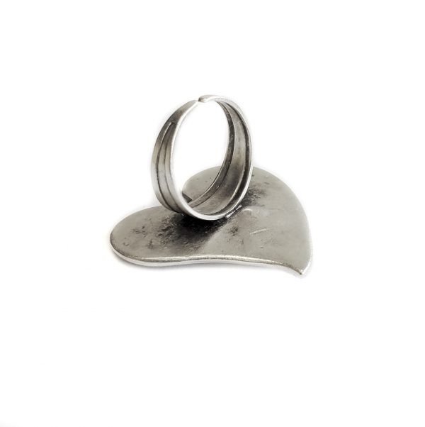 Hand Made Pewter Adjustable Ring Plated in 925 Silver - SKU# NR-6056 - Image 4