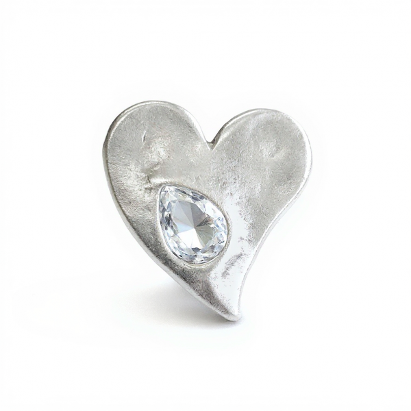 Hand Made Pewter Adjustable Ring Plated in 925 Silver - SKU# NR-6056 - Image 2