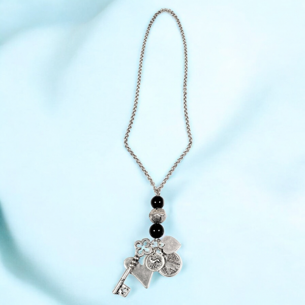 Hand Made Pewter Charm Necklace Plated in 925 Silver - SKU# ZN-184 - Image 3