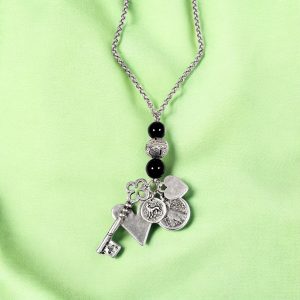 Hand Made Pewter Charm Necklace Plated in 925 Silver - SKU# ZN-184