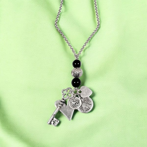 Hand Made Pewter Charm Necklace Plated in 925 Silver - SKU# ZN-184