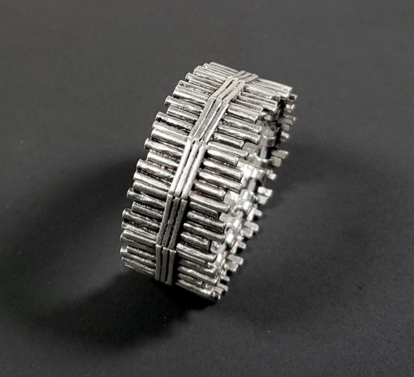 Hand Made Pewter Bracelet Plated in 925 Silver - SKU# 001-2001 - Image 2