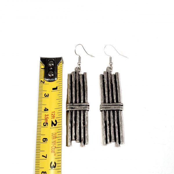 Hand Made Pewter Earrings Plated in 925 Silver - SKU# 001-4001 - Image 2