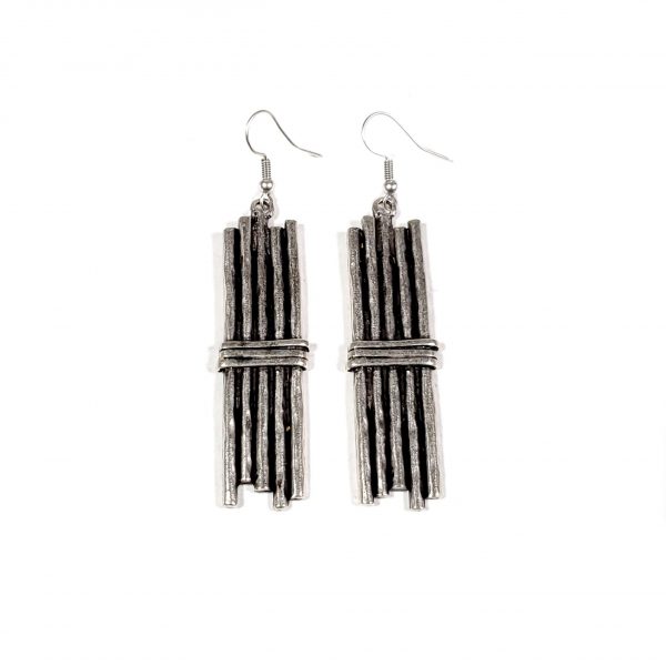 Hand Made Pewter Earrings Plated in 925 Silver - SKU# 001-4001