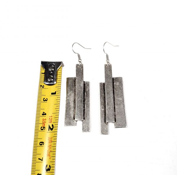 Hand Made Pewter Earrings Plated in 925 Silver - SKU# 005-4005 - Image 2