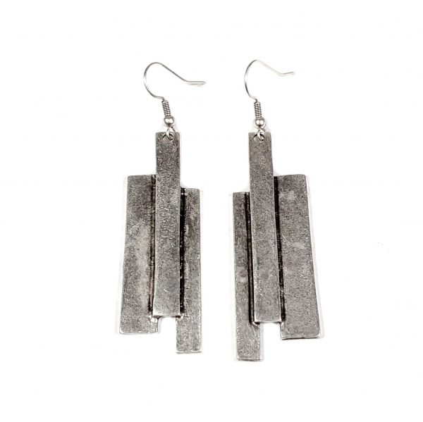 Hand Made Pewter Earrings Plated in 925 Silver - SKU# 005-4005
