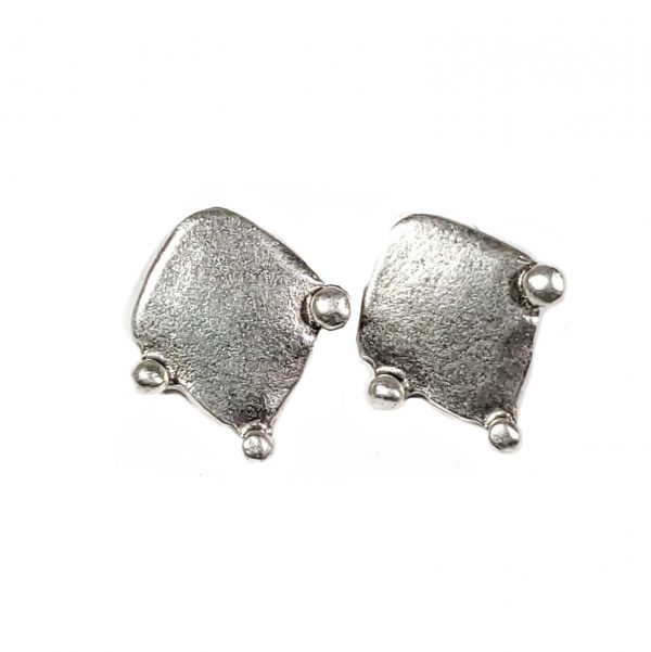 Hand Made Pewter Earrings Plated in 925 Silver - SKU# 007-4007
