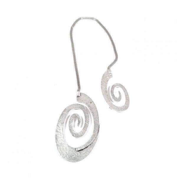 Hand Made Pewter Necklace Plated in 925 Silver - SKU# 009-1009 - Image 2
