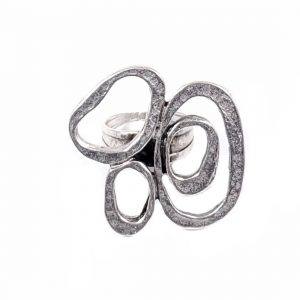 Hand Made Pewter Adjustable Ring Plated in 925 Silver - SKU# 010-3010