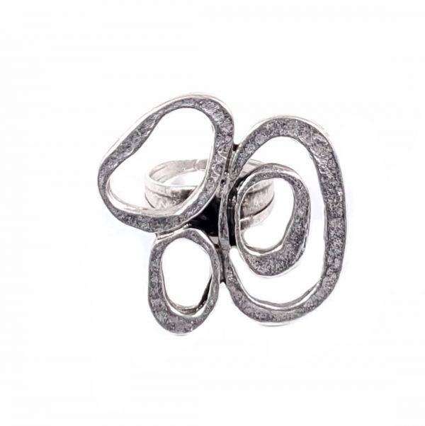 Hand Made Pewter Adjustable Ring Plated in 925 Silver - SKU# 010-3010