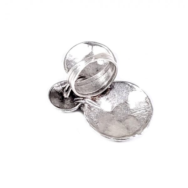 Hand Made Pewter Adjustable Ring Plated in 925 Silver - SKU# 025-3025A - Image 2