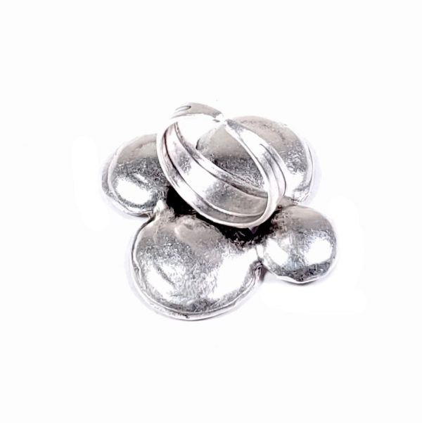 Hand Made Pewter Adjustable Ring Plated in 925 Silver - SKU# 030-3030 - Image 2
