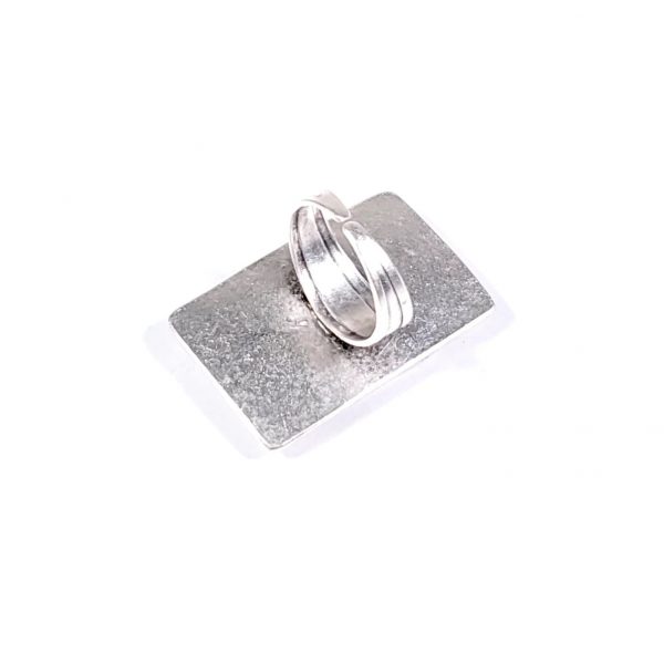 Hand Made Pewter Adjustable Ring Plated in 925 Silver - SKU# 037-3037 - Image 2