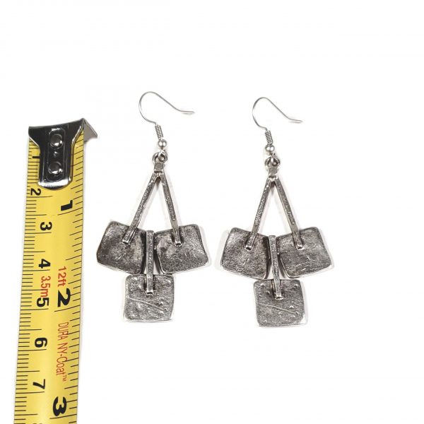 Hand Made Pewter Earrings Plated in 925 Silver - SKU# 038-4038 - Image 2