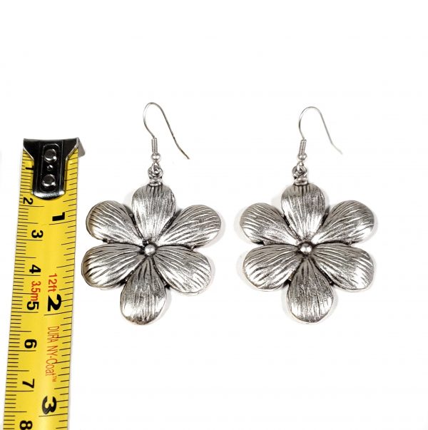 Hand Made Pewter Earrings Plated in 925 Silver - SKU# 039-4039A - Image 2