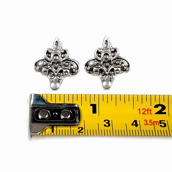 Hand Made Pewter Earrings Plated in 925 Silver - SKU# 054-4062 - Image 2