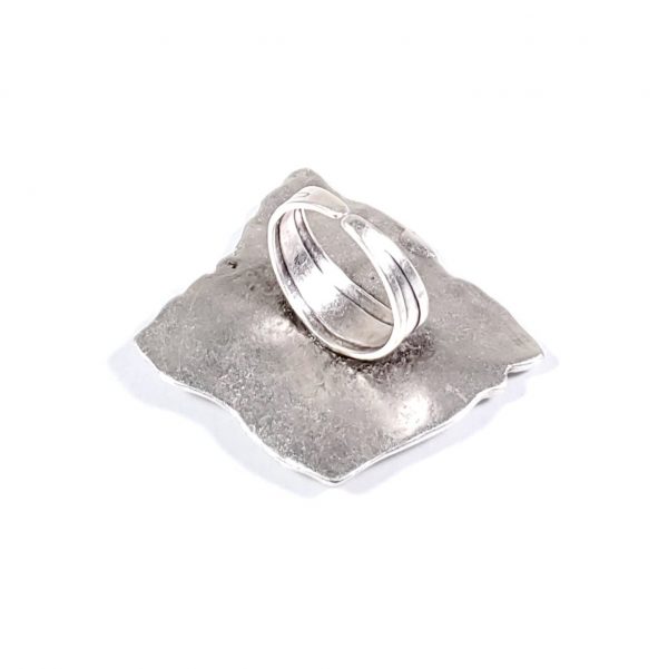 Hand Made Pewter Adjustable Ring Plated in 925 Silver - SKU# 059-3060 - Image 2