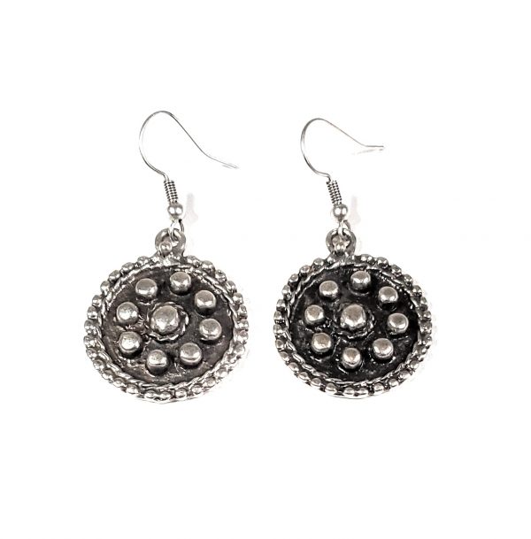 Hand Made Pewter Earrings Plated in 925 Silver - SKU# 065-4196