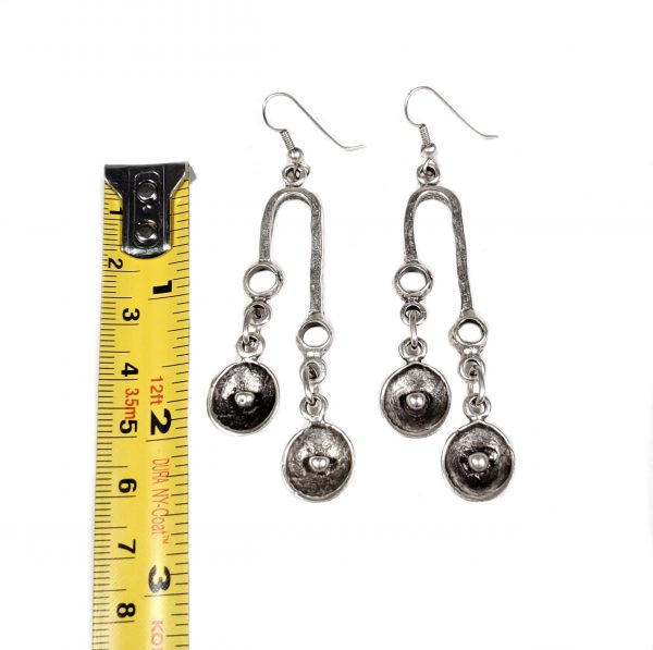 Hand Made Pewter Earrings Plated in 925 Silver - SKU# ALL-3156 - Image 2