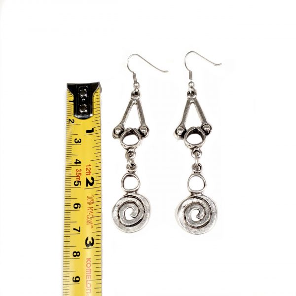 Hand Made Pewter Earrings Plated in 925 Silver - SKU# ALL-3158 - Image 2