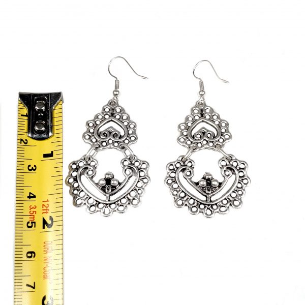 Hand Made Pewter Earrings Plated in 925 Silver - SKU# ALL-3485 - Image 2