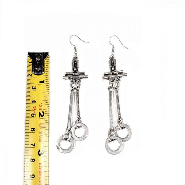 Hand Made Pewter Earrings Plated in 925 Silver - SKU# ALL-3488 - Image 2