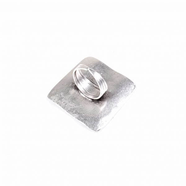 Hand Made Pewter Adjustable Ring Plated in 925 Silver - SKU# ALL-4016 - Image 2