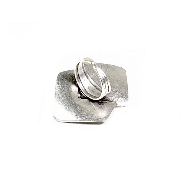 Hand Made Pewter Adjustable Ring Plated in 925 Silver - SKU# ALL-4019 - Image 2