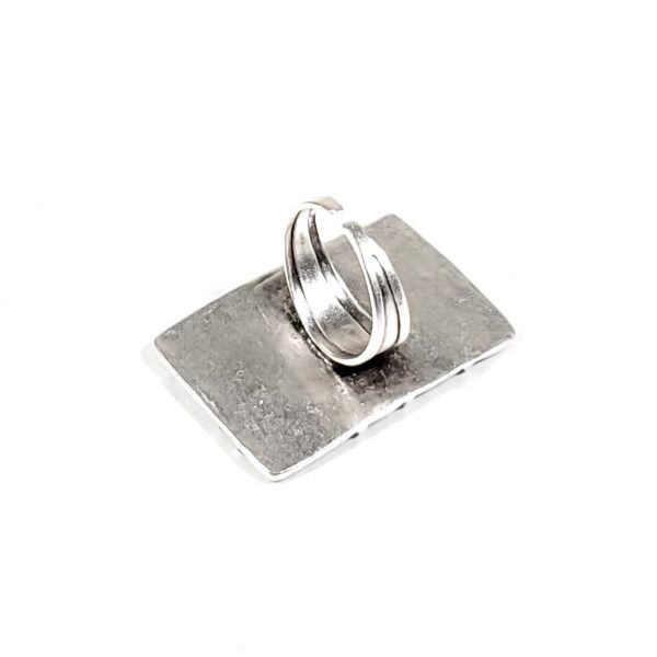Hand Made Pewter Adjustable Ring Plated in 925 Silver - SKU# ALL-4044 - Image 2