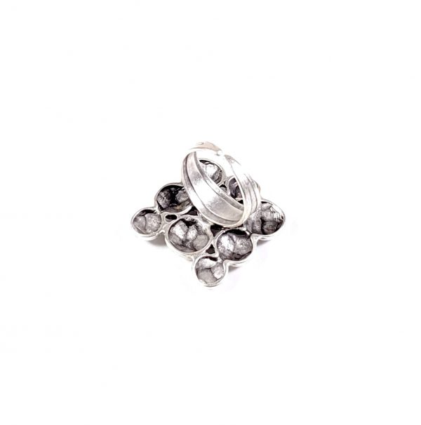 Hand Made Pewter Adjustable Ring Plated in 925 Silver - SKU# ALL-4085 - Image 2