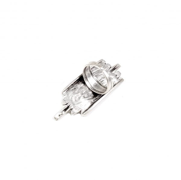Hand Made Pewter Adjustable Ring Plated in 925 Silver - SKU# ALL-4103 - Image 2