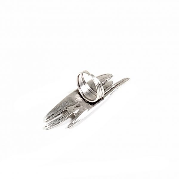 Hand Made Pewter Adjustable Ring Plated in 925 Silver - SKU# ALL-4107 - Image 2