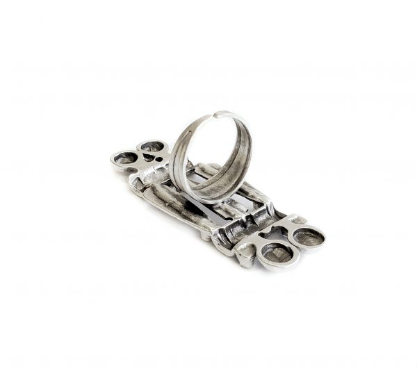 Hand Made Pewter Adjustable Ring Plated in 925 Silver - SKU# ALL-4111 - Image 2