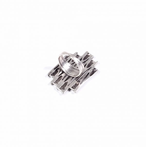 Hand Made Pewter Adjustable Ring Plated in 925 Silver - SKU# ALL-4118 - Image 2