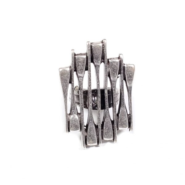 Hand Made Pewter Adjustable Ring Plated in 925 Silver - SKU# ALL-4118