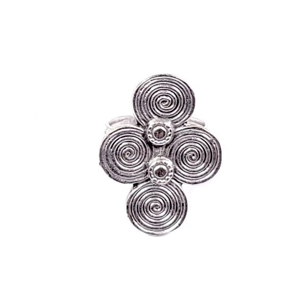 Hand Made Pewter Adjustable Ring Plated in 925 Silver - SKU# ALL-4144