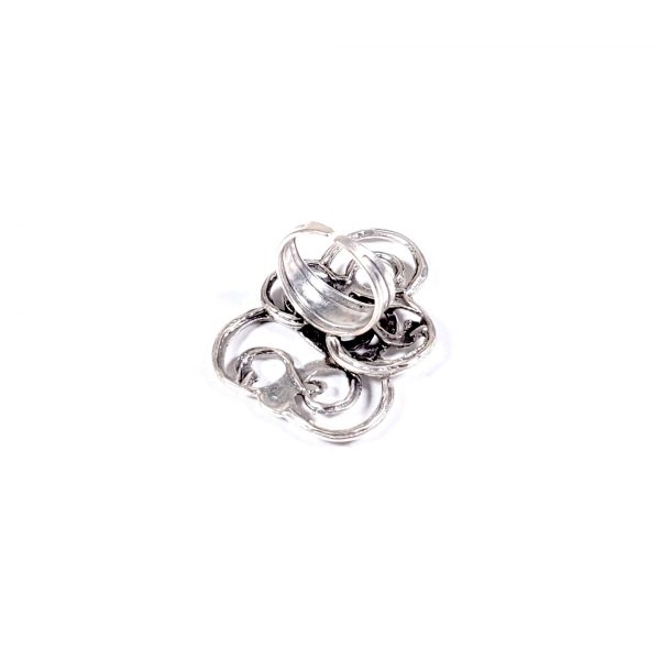 Hand Made Pewter Adjustable Ring Plated in 925 Silver - SKU# ALL-4175 - Image 2