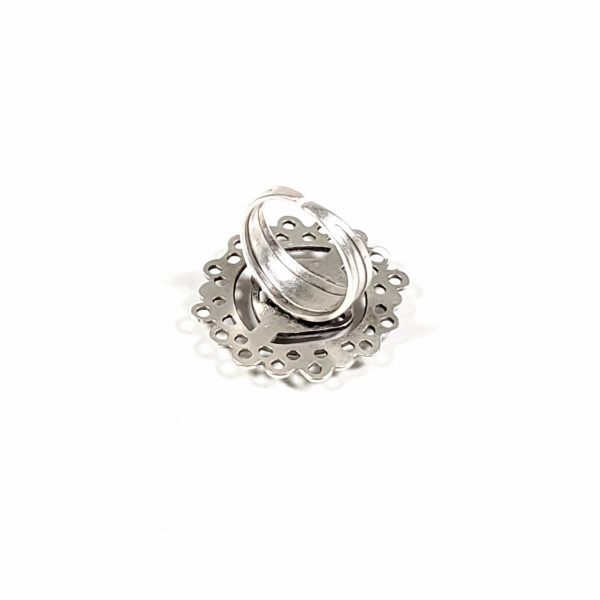 Hand Made Pewter Adjustable Ring Plated in 925 Silver - SKU# ALL-4199 - Image 2