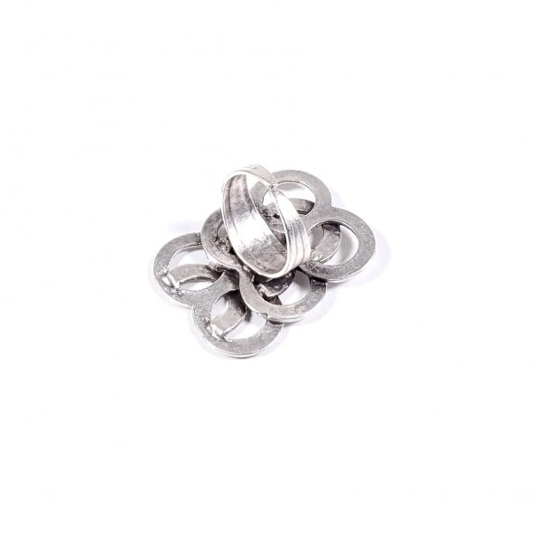 Hand Made Pewter Adjustable Ring Plated in 925 Silver - SKU# ALL-4218 - Image 2