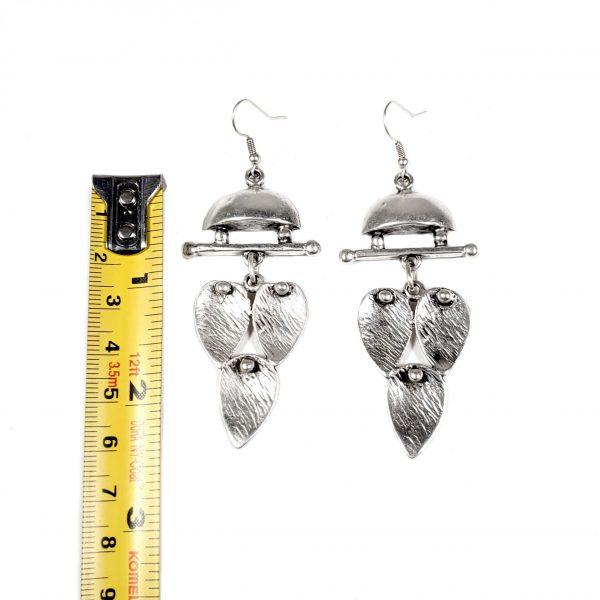Hand Made Pewter Earrings Plated in 925 Silver - SKU# KU-042 - Image 2