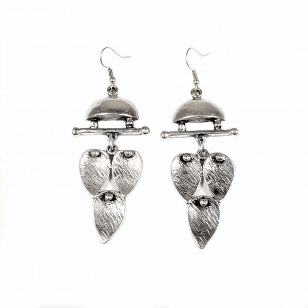 Hand Made Pewter Earrings Plated in 925 Silver - SKU# KU-042