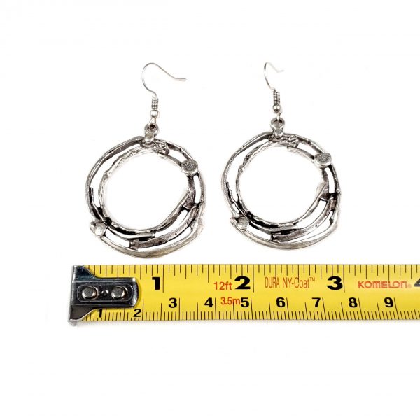 Hand Made Pewter Earrings Plated in 925 Silver - SKU# KU-090 - Image 2