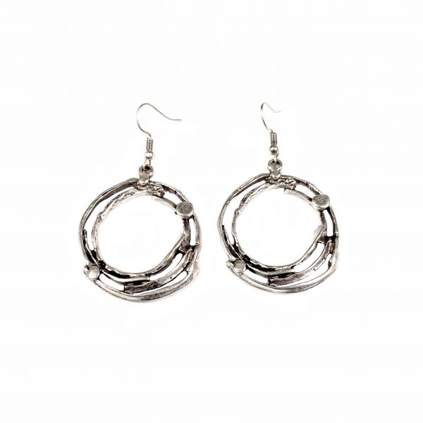 Hand Made Pewter Earrings Plated in 925 Silver - SKU# KU-090