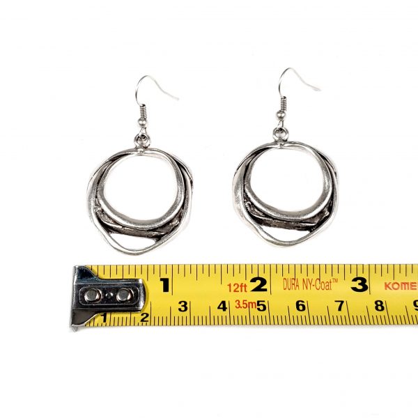 Hand Made Pewter Earrings Plated in 925 Silver - SKU# KU-093 - Image 2