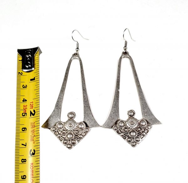 Hand Made Pewter Earrings Plated in 925 Silver - SKU# KU-100 - Image 2