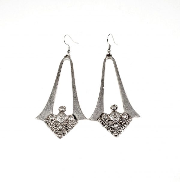 Hand Made Pewter Earrings Plated in 925 Silver - SKU# KU-100