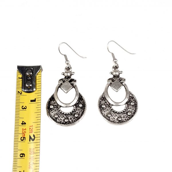 Hand Made Pewter Earrings Plated in 925 Silver - SKU# KU-105 - Image 2