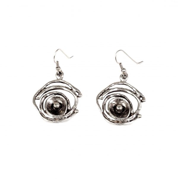 Hand Made Pewter Earrings Plated in 925 Silver - SKU# KU-114