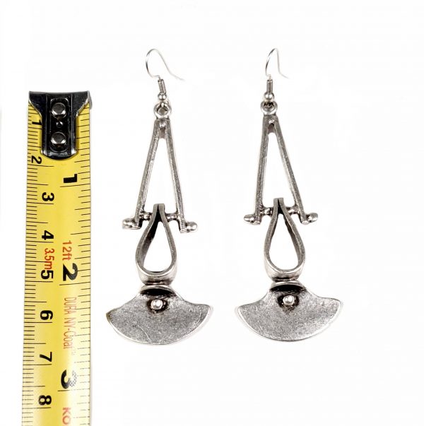 Hand Made Pewter Earrings Plated in 925 Silver - SKU# KU-119 - Image 2