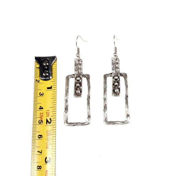 Hand Made Pewter Earrings Plated in 925 Silver - SKU# KU-123 - Image 2